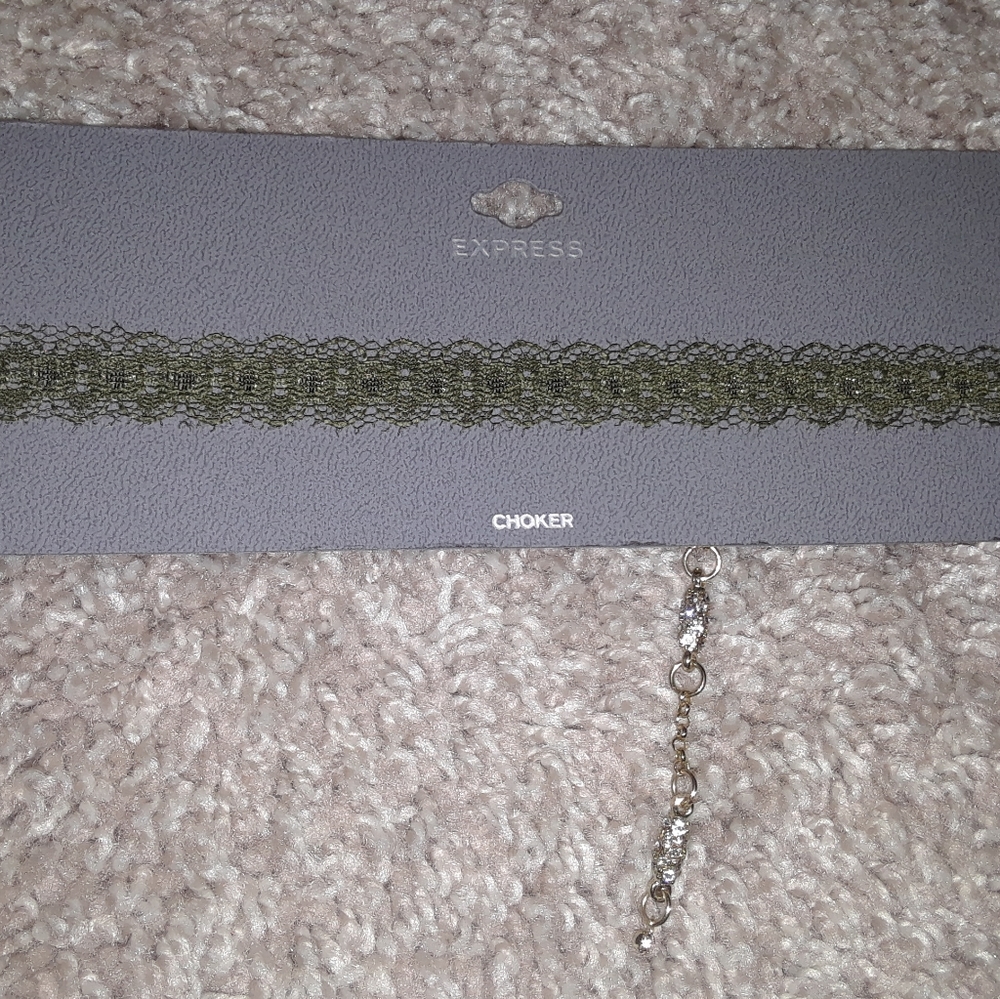 Awesome army green lace choker.